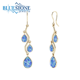 Sterling Silver Wire Earrings w/ Lab Opal - 2"