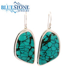 Sterling Silver Wire Earrings w/ Natural Turquoise