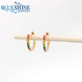 14KYG Rainbow Huggie Hoop Earrings