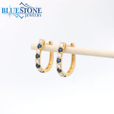 14KYG Sapphire and Diamond Hoop Earrings