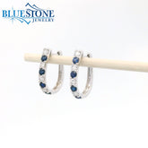 14KWG Sapphire and Diamond Hoop Earrings