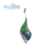 Bluestone Jewelry Design 14 Karat White Gold Pendant with 11 Blue Sapp