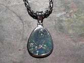 Sterling Silver Pendant with One Pear Australian Opal on Petite Handwo