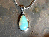 Large Sterling Silver Pendant with One Teardrop-Shaped Ethiopian Opal