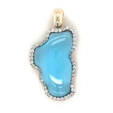 Medium 14 Karat Yellow and White Gold Pendant with a 3.22 Carat Lake T