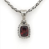 Small Sterling Silver Pendant with One Rectangular-Shaped Cushion Garn