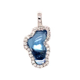 Small 14 Karat White Gold Lake Tahoe Pendant with a 0.95 Carat Hydro B