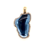 Medium 14kt Yellow Gold Lake Tahoe Pendant with Hydrogem and Diamonds