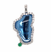 Extra Large 14 Karat White Gold Lake Tahoe Outline Pendant with a 9.47