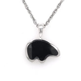 Medium Sterling Silver Bear Pendant with Black Onyx Inlay