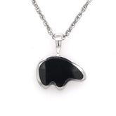 Medium Sterling Silver Bear Pendant with Black Onyx Inlay. Bear Measur