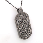 Sterling Silver Diamond Dog Tag Pendant with Chain