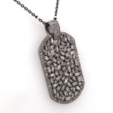 Sterling Silver Diamond Dog Tag Pendant with Chain