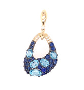 14 Karat Yellow Gold Pendant with 5 Oval Swiss Blue Topaz at 0.83 Cara