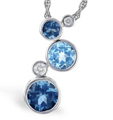 14 Karat White Gold Pendant with 2.30 Carats Total Weight of Round Blu