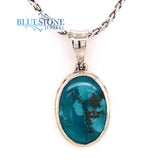 Sterling Silver Pendant with a Medium Sized Oval Natural 6/8" x 7/8" T