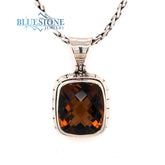 Medium Sterling Silver Pendant with One 1/2" x 5/8 Rectangular Cushion