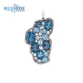 XL 14KWG Lake Tahoe Pendant w/ Variety of Blue Topaz & Diamonds