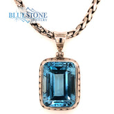 Sterling Silver Dot Pendant with One Extra Large Emerald Cut Blue Topa