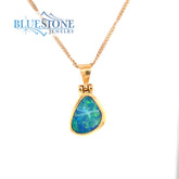 18 Karat Yellow Gold Pendant with an Australian Opal on a 18 Karat Yel