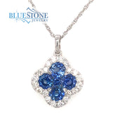 14 Karat White Gold Pendant with Five Round Sapphires at 1.20 Total Ca