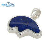 Medium Sterling Silver California Bear Pendant with Lapis