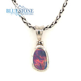Sterling Silver Pendant with One Australian Opal on Petite Handwoven B