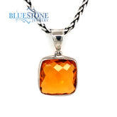 Sterling Silver Pendant with One 6/8" x 6/8" Cushion Cut Madeira Citri