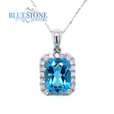 14 Karat White Gold Pendant with One 8mm x 6mm Rectangular Cushion Cut