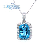 14 Karat White Gold Pendant with One 8mm x 6mm Rectangular Cushion Cut