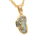 Small 14 Karat Yellow Gold Pendant with Gold Quartz
