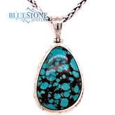 Sterling Silver Pendant with a Large Natural Turquoise on a Petite Wei