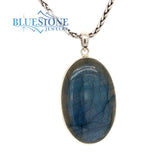 Sterling Silver Pendant with Large Oval Labradorite Gemstone. Pendant