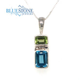 Sterling Silver Pendant with Topaz and Peridot with Chain