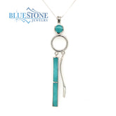 Sterling Silver Rhodium Plated Reversible Pendant with Three Natural T