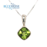 Silver Pendant with Peridot- 18 Inches