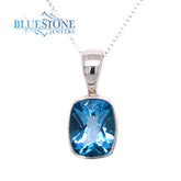 Sterling Silver Blue Topaz Necklace - 18"