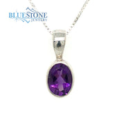 Sterling Silver Pendant w/ Amethyst- 18" Chain