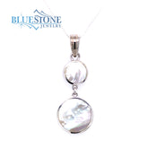 Sterling Silver Rhodium Plated Reversible Pendant with Black and White