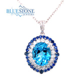 14KWG Pendant w/ Blue Topaz, Sapphire, Diamonds