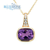 14 Karat Yellow Gold Pendant with One 9mm x 7mm Rectangular Cushion Cu