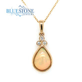 14 Karat Yellow Gold Pendant with One 11mm x 8mm Pear Cut Cabochon Nat