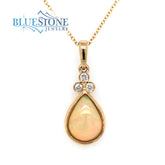 14 Karat Yellow Gold Pendant with One 11mm x 8mm Pear Cut Cabochon Nat