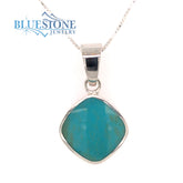 Sterling Silver Reversible Pendant with Lapis Turquoise -18"