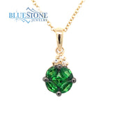 14 Karat Yellow Gold Pendant with Tsavorite Garnets and Diamonds