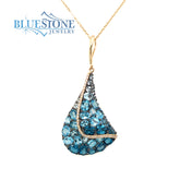 14 Karat Yellow Gold Pendant with Topaz and Diamonds