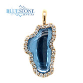 Large 14KYG Lake Tahoe Diamond Pendant w/ Hydro Topaz
