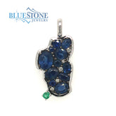 14 Karat White Gold Lake Tahoe Pendant with 11 Blue Sapphires at 1.53