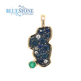 Small 14KYG Pendant w/ Sapphires, Diamonds & Emerald