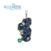Small 14 Karat White Gold Lake Tahoe Pendant with 11 Blue Sapphires at